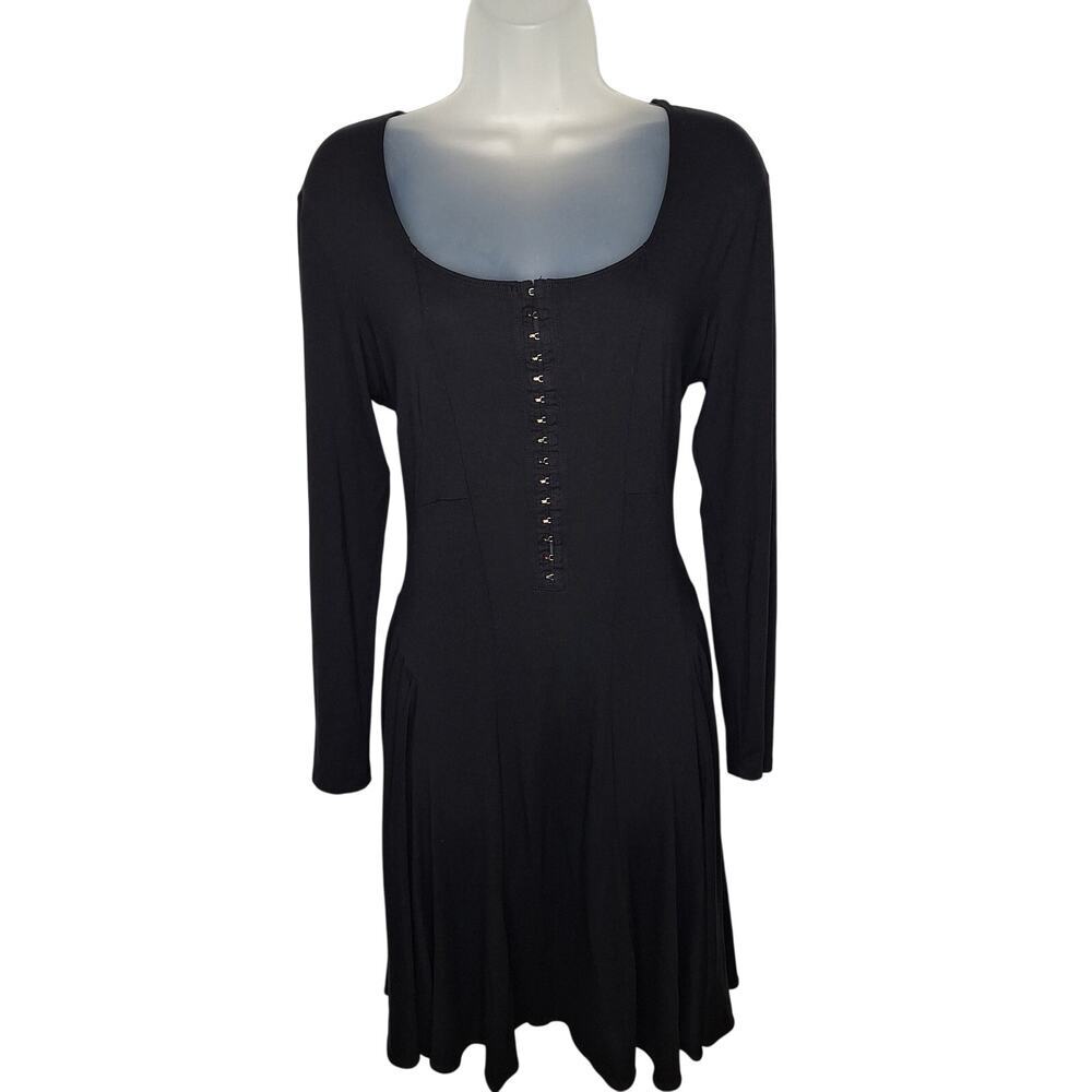 Luna Luz Matte Jersey Corset Dress Large Goth Witchy Long Sleeve Gathered Hip